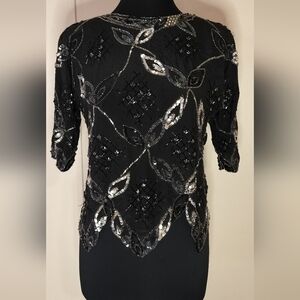 Chic Black Sequin Women's Blouse
